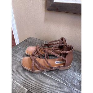 Steve Madden Womens Brown Tessi Flat Sandal Ankle Straps TESI01S1 Size 7.5